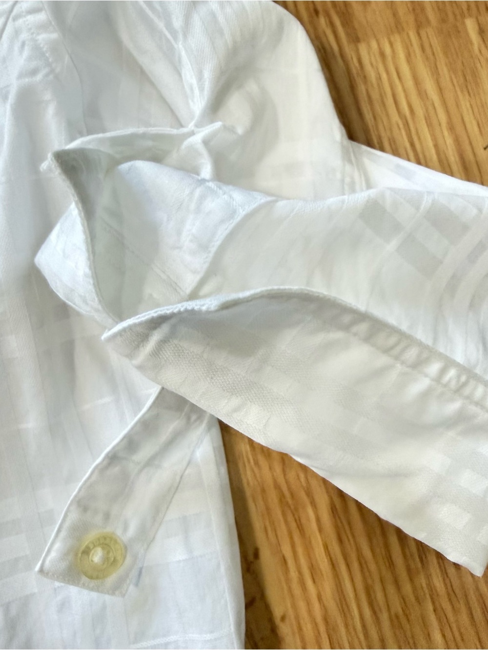 Burberry London White Jacquard Nova Check Button Up Shirt Medium - Picture 6 of 12